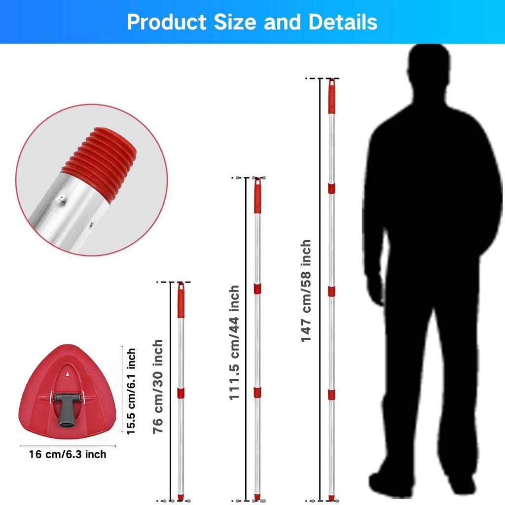 Mop Replace Heads, Mop Handle and Mop Base Replacement for Vileda/O-Cedar EasyWring 1-Tank Spin Mop System
