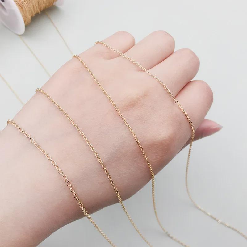 1m 18K Gold-Plated Copper O-Shape Chain Necklace/Bracelet DIY Jewelry Accessories