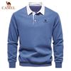 Camel Men's Embroidered Pure Cotton Long Sleeved Polo Shirt for Spring and Autumn, New Fashionable and Casual Multifunctional Top