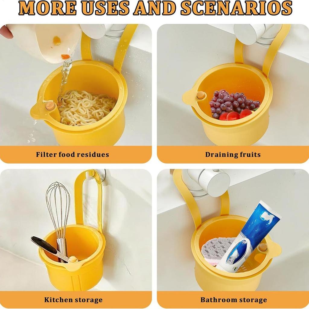 Kitchen hanging drain basket Detachable Food Waste Trap Basket Press To Clean Sink Strainer for Home Apartment Hotel Farmhouse