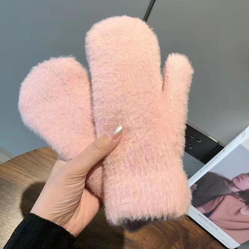 Korean Style Winter Touchscreen Knitted Gloves - Cute, Warm, Cold-Proof for Female Students & Cycling