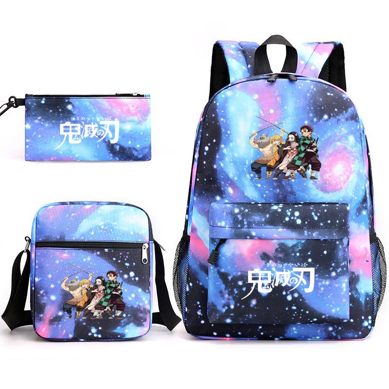 Anime Ghost Destroyer Blade Three-piece School Bag Small Shoulder Pencil Bag Primary and Secondary School Students Backpack