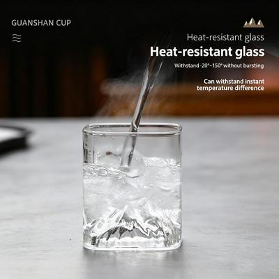 2Pcs Mountain Glass Transparent Glass Cup Coffee Milk Wine Mug Juice Water Cup Kitchen Bar Drinkware Supplies