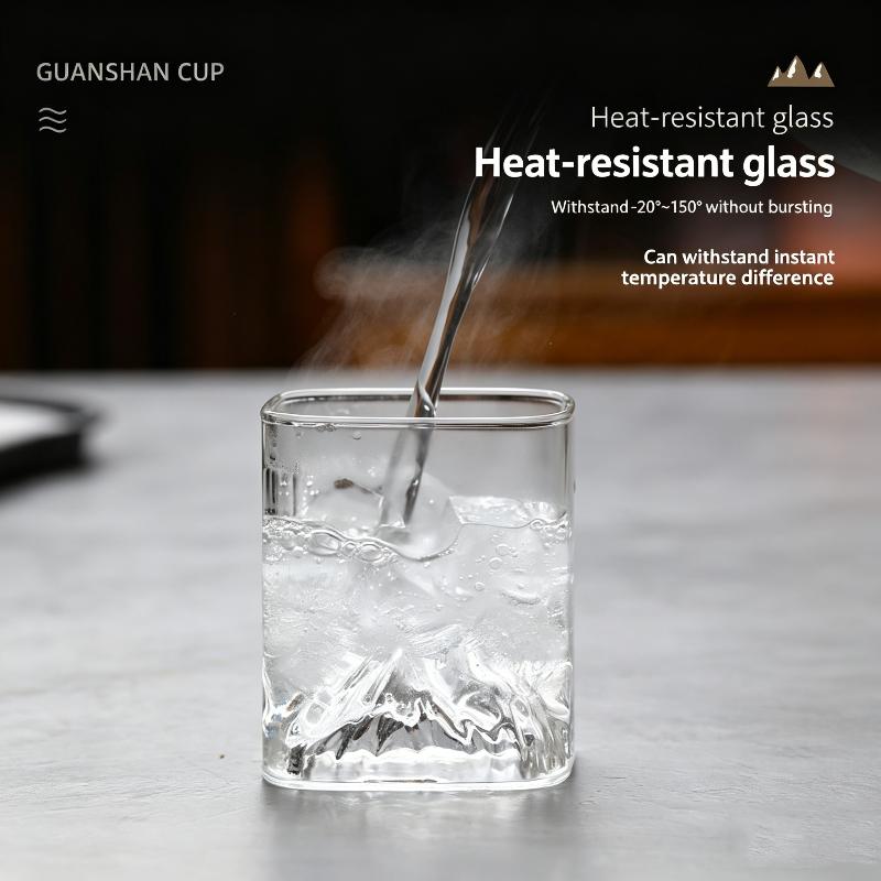

2Pcs Mountain Glass Transparent Glass Cup Coffee Milk Wine Mug Juice Water Cup Kitchen Bar Drinkware Supplies 2pcs