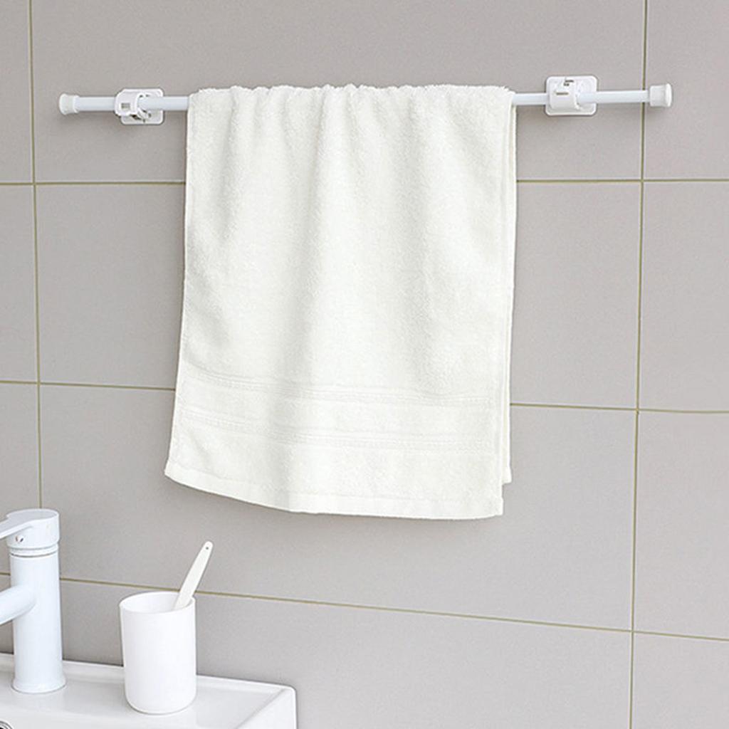 Curtain Rod With Brackets Telescoping Reliable Support Drapery Rods Set for Bathroom Kitchen 50‑90cm 2 Rods + 2 Hooks
