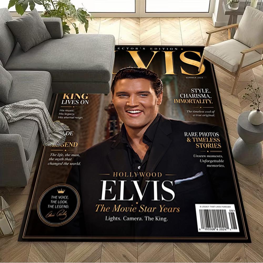 Elvis Presley Fan Quote Area Rug Suitable for Study room Entryway Game Room Playrooms Antislip Carpet Anime Office Decor Birthday/Christmas Gift