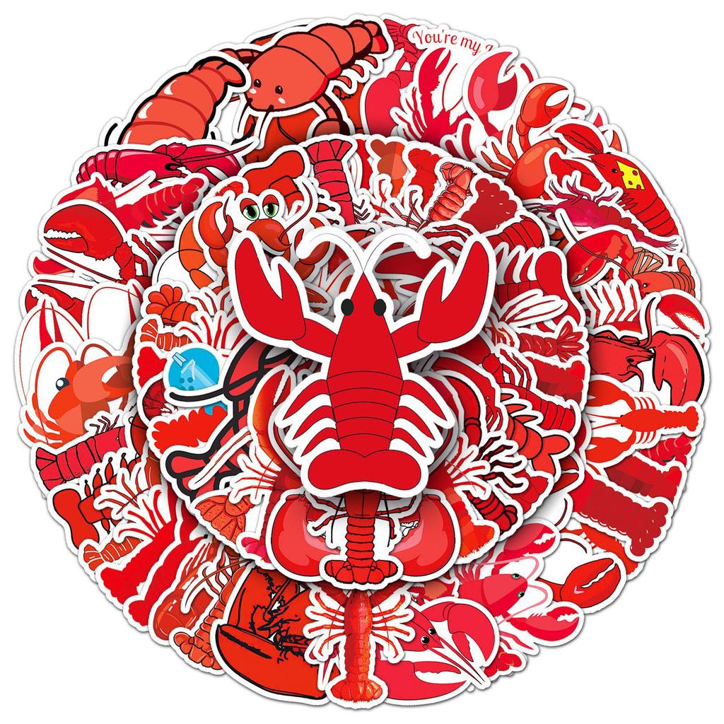 50pcs Cute Lobster & Animal Stickers for Food Diary & Notebooks