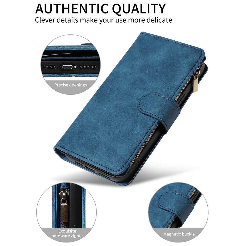 Wysokiej jakości etui ze sztucznej skóry na telefon iPhone 16 15 14 Pro Max Plus 13 12 11Pro Mini 7 8 X XS XR Skin Feel Zipper Flip Wallet