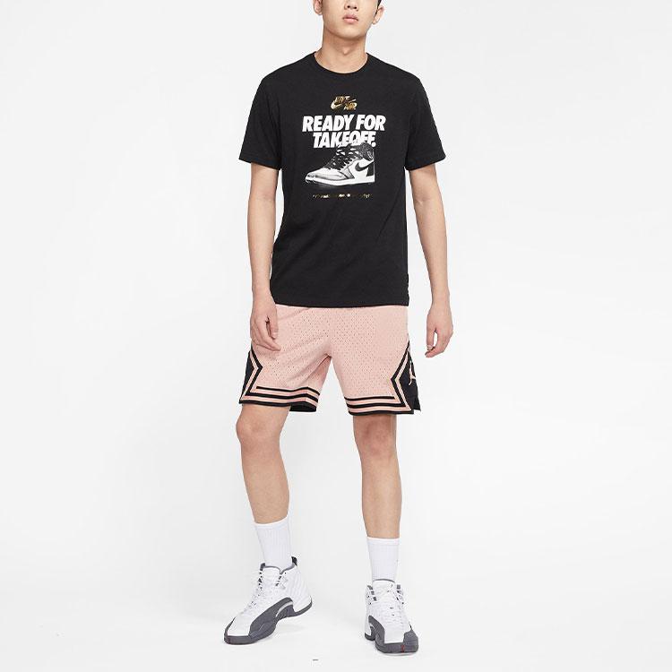 Jordan Alphabet Print Round Neck Casual Short Sleeve T-Shirt Men Tops Black DV9719-010