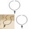 Gothic Cross Pendant Necklace With Geometric Alloy Chain For Men And Women