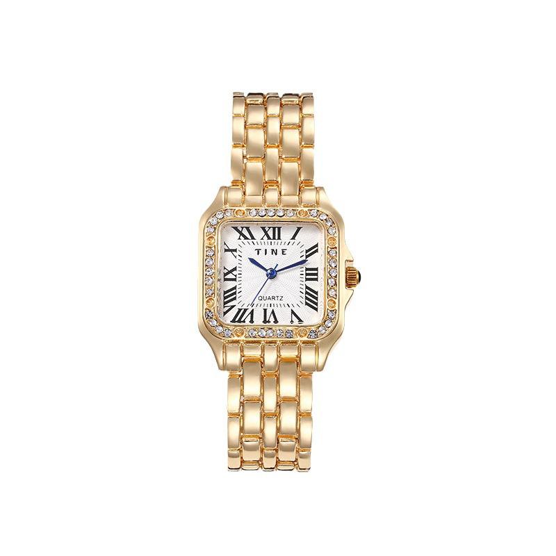 TikTok-Inspired Women's Square Diamond Quartz Watch with Steel Band