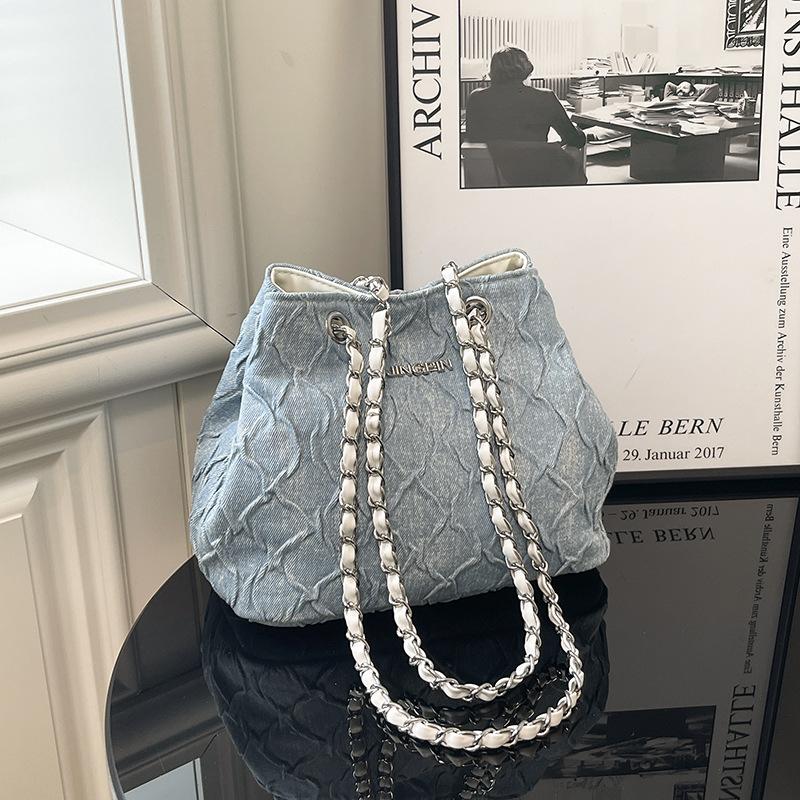 Denim bag new fashion simple diamond messenger bag niche summer casual fashionable shoulder bag