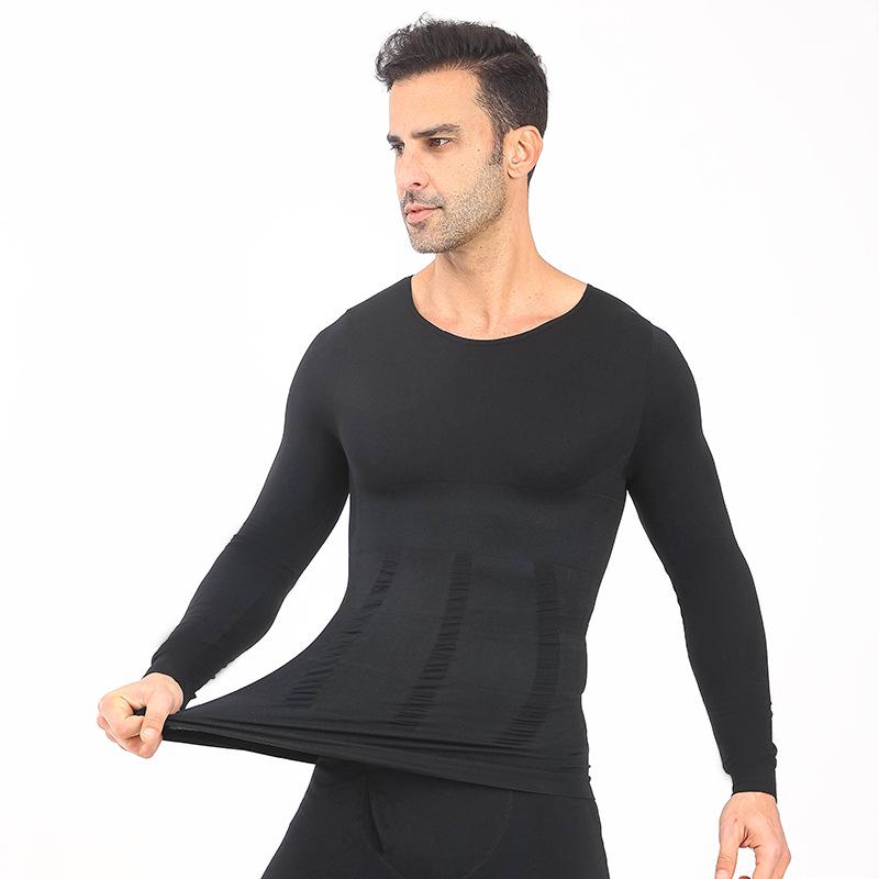 European & American Men's Seamless Long-Sleeve Shapewear Vest CX01 - Tummy Control & Slimming Base Layer