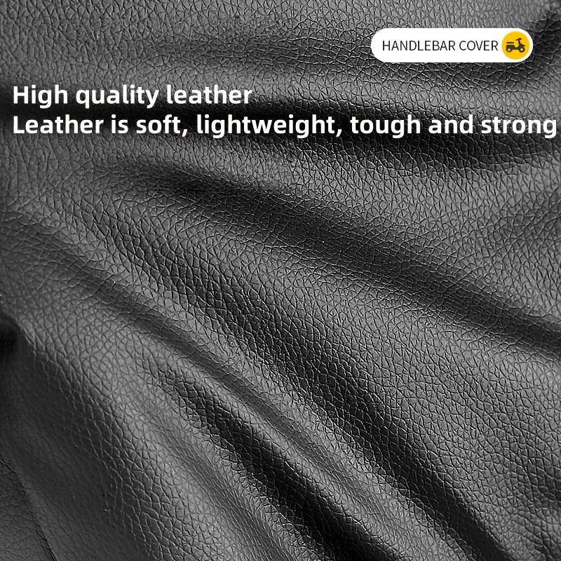 Motorcycle Handlebars Heavy-Duty PU Leather Thick Warm Grip with Buckle Strap Closure