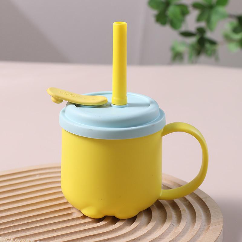 200 ml vannflaske for barn vann sippy kopp med silikon sugerør Lekkasikker plast vannflasker Kreativ tegneserie vannkopp