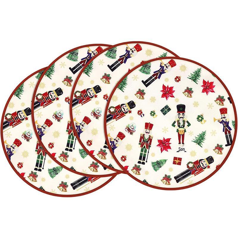 Festive Style Christmas Round Placemats - 4-Piece Set for Holiday Table Decor