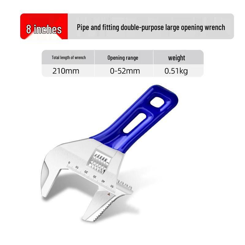 Large Universal Adjustable Wrench with Short Handle for Multifunctional Bathroom and Pipe Installation