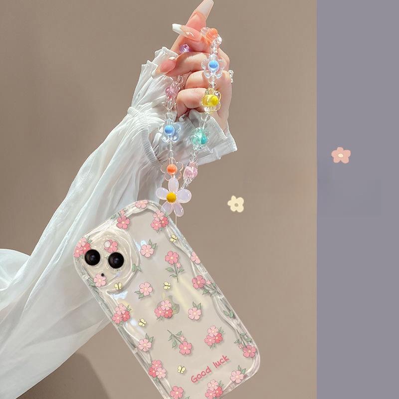 Flower Wrist Chain Phone Case For Samsung Galaxy A16 A06 A54 A55 A35 A24 A25 A15 A34 A31 A32 A51 A52 A71 S25 Ultra S24 FE Cover