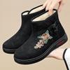 Fashion Winter Plus Warm Old Beijing Cloth Shoes Women's Vintage Non-slip Soft-soled Embroidered Cotton Boots Mom's Warm Snow Boots