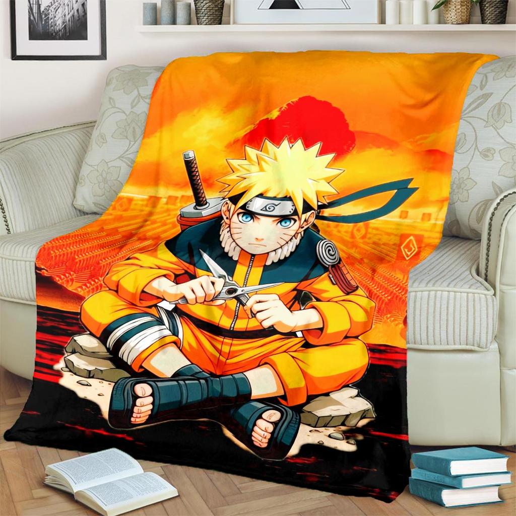Anime-Naruto Print Blanket Warm Comfortable Flannel Blanket for Bedrooms, Sofas, Beds, Chairs, Picnics, Travel -LXR52