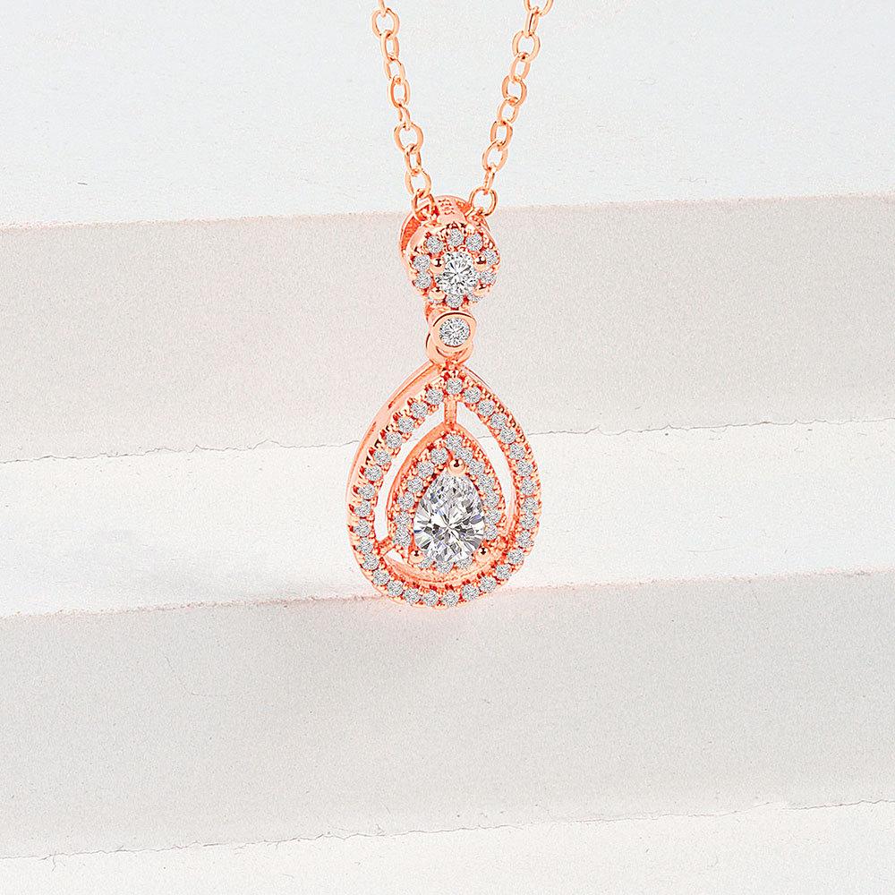 

Buyee 925 Sterling Silver Stone Pendant Chain White Zircon Necklace for Women Fashion Luxury Wedding Fine Jewelry Chain
