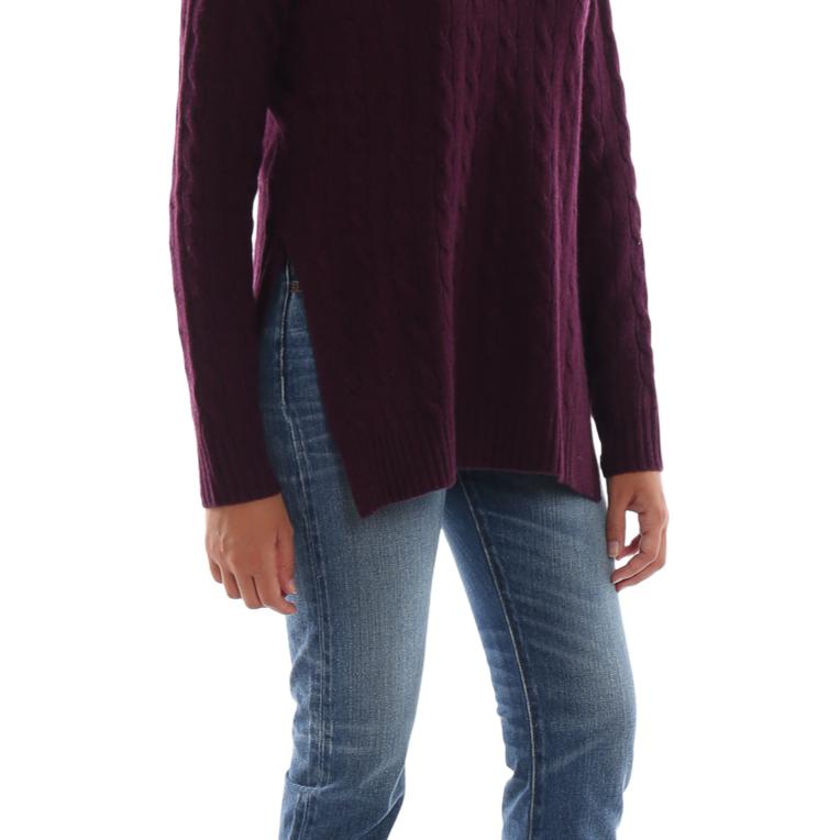 Polo Ralph Lauren Maglione in Lana a Treccia Monocolore Oversize Collo Alto Manica Lunga Donna maglione 211716657-003