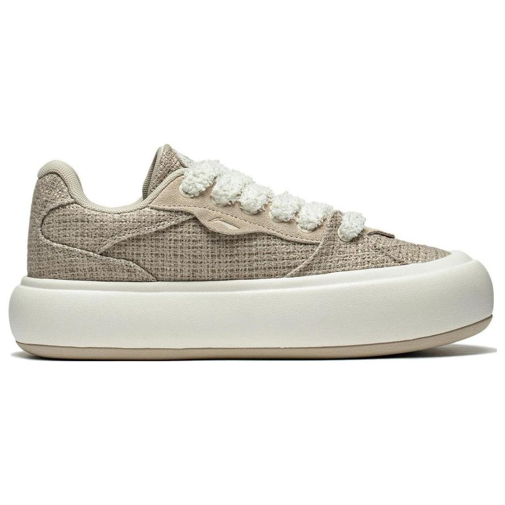 Li Ning Cream Puff Platform Slip Resistant Abrasion Resistant Low top Casual Shoes Women's Brown AZGT092-2