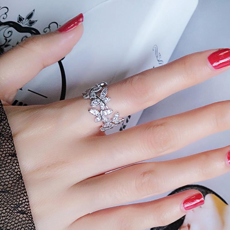 Huitan Romantic Butterfly Rings Aesthetic Bridal Wedding Party Accessories for Women Charming Finger Jewelry with Dazzling CZ