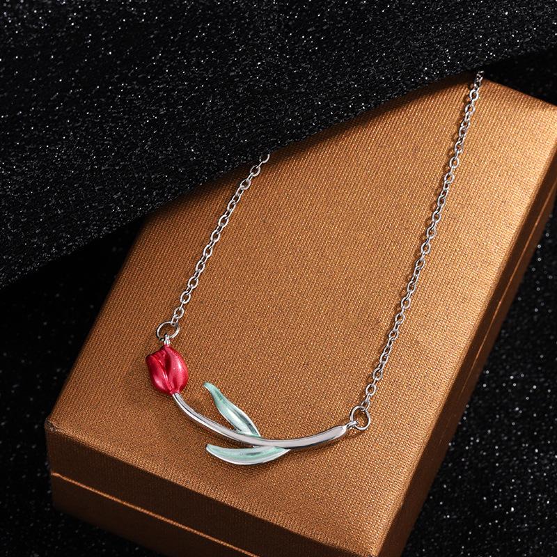 Fashionable Temperament Rose 925 Sterling Silver Simple Personality Flower Clavicle Chain Necklaces