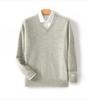 GDenFrog Winter Knit Long Solid Ribbed Knit Cashmere Spring Men's V-Neck Sweater, 100% Wool, Sleeve, Color, Warm, Sweater, Business, Casual, Autumn,