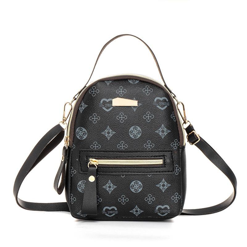 Retro-Print Doppel-Schulter Damen-Tasche Tasche leichter Luxus große Kapazität Textur kleiner Rucksack