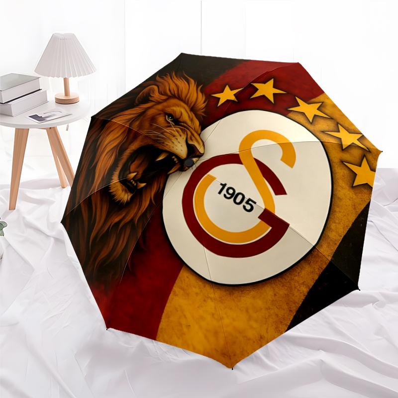Galatasaray Fashionable Automatic Opening/Closing Folding Umbrella. Portable and Foldable, Ideal for Gift, Travel, and Daily Use.
