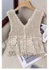 Hollow knitted vest cardigan women's outer wear, new loose short hook-up with shawl top in summer