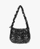 Glossy Shirred Padded Bag Black