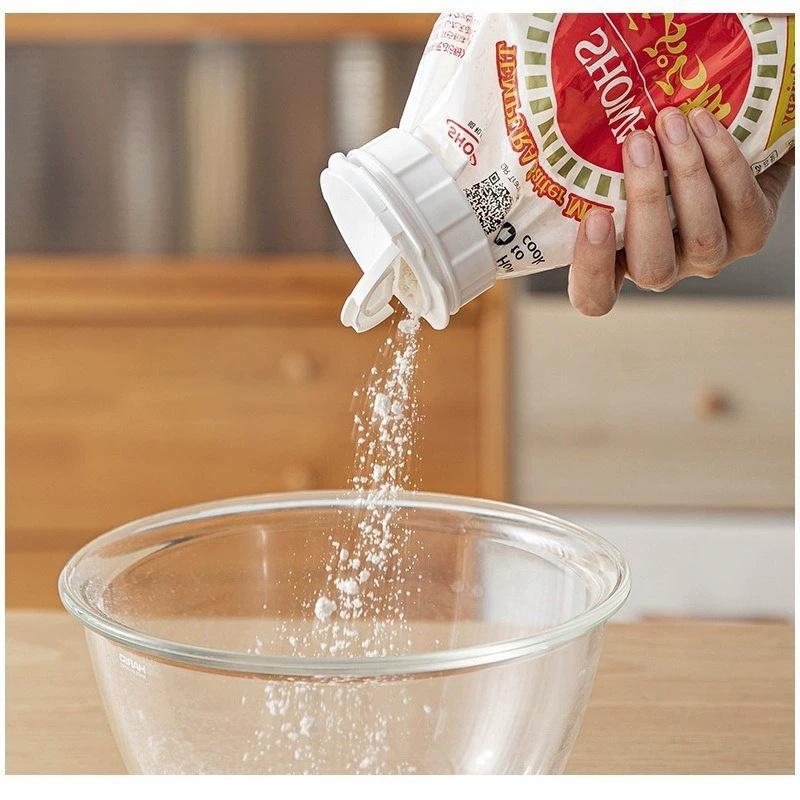 Doppelöffnung Deckel Auslaufdüse Küche Snack Aufbewahrungsbeutel Kunststoff Verschlussclip Würze Feuchtigkeitsdichter Verschlussclip