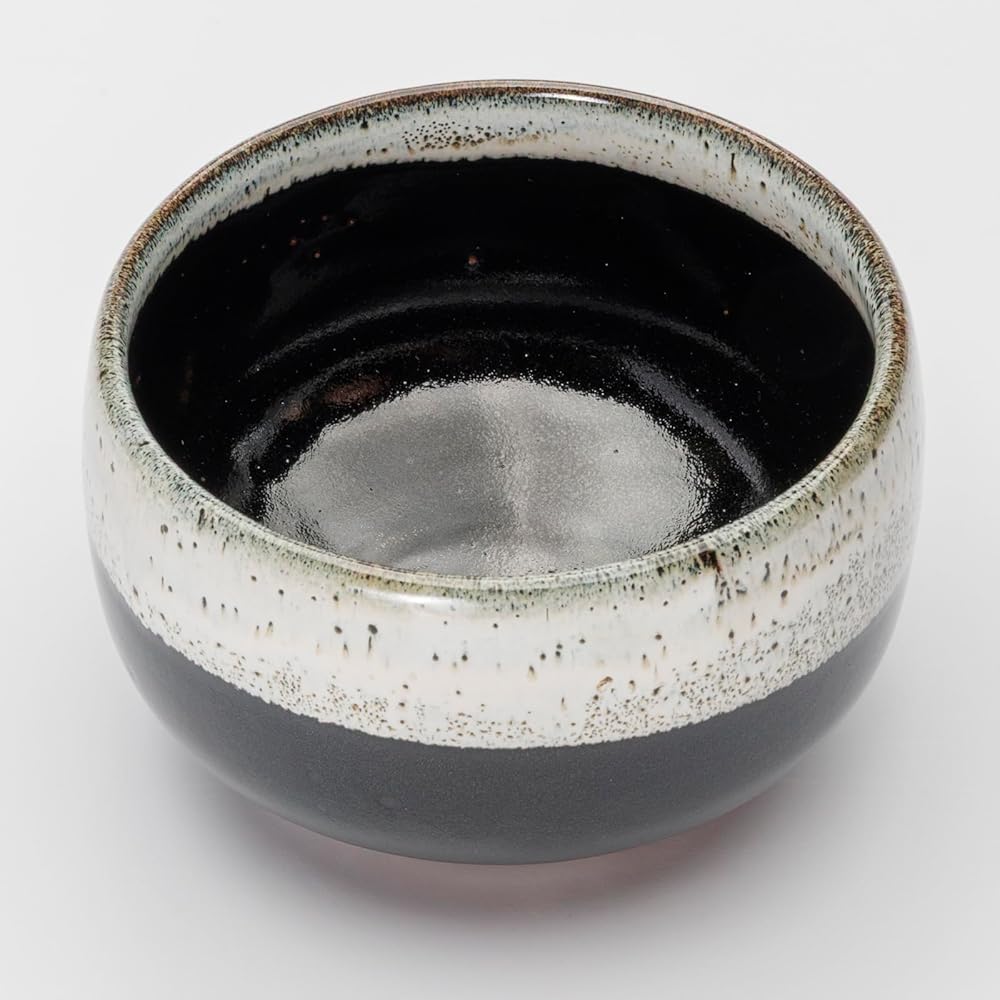 Mino Ware Matcha Bowl Black and White 12.5cm Diameter Japanese Tea Ceremony Ceramic Bowl