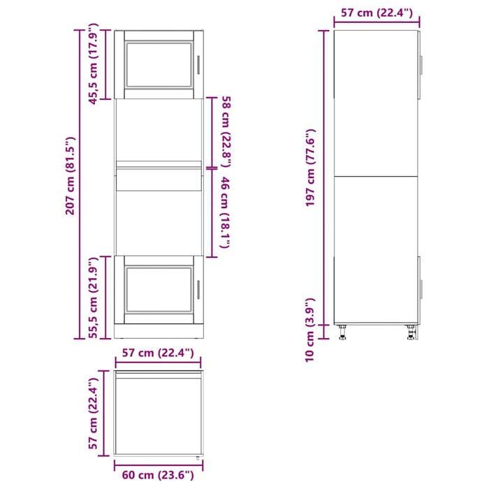 VidaXL Armoires de four 2 pcs Porto gris béton bois d'ingénierie 3315055