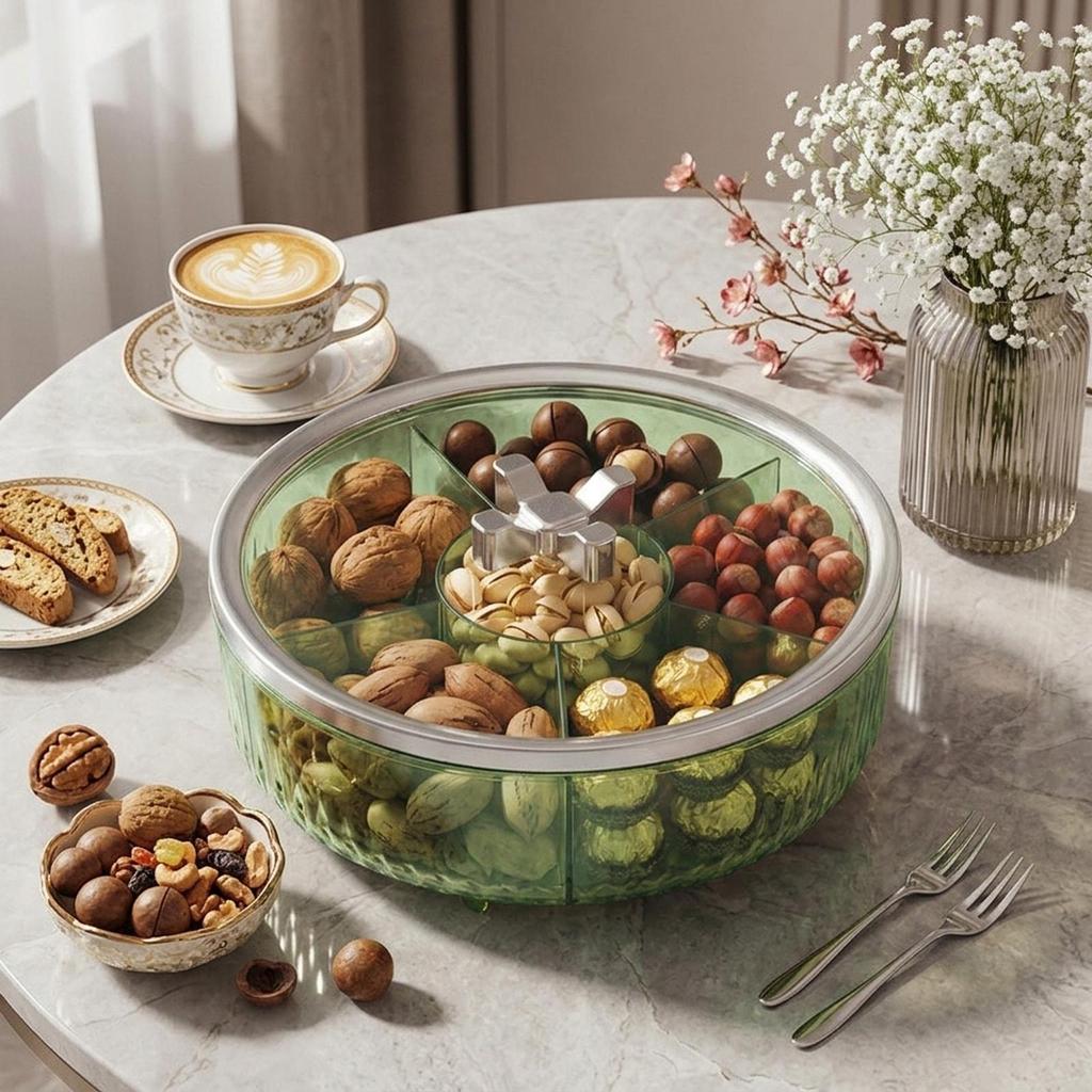 Divided Serving Tray Clear Reusable Dustproof Snacks Box Appetizer Platter Serving Dishes for Snack Cookies Fruits Nuts Kitchen