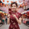 Wine Red Flocking Red Envelope Traditional Blessings Chinese New Year Red Packet Hot Stamping Lucky Money Bag Spring Festival
