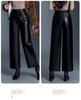 Women's High-Waisted Leather Pants - 2025 Autumn/Winter Loose Straight-Leg Lambskin