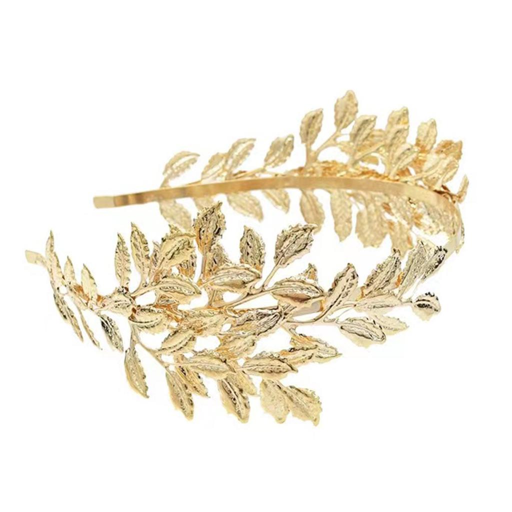 Vintage Gold Leaf Headband for Formal Event Hair Vine Wedding Bride Hairhoop Evening Banquet Hair Styling Accessories
