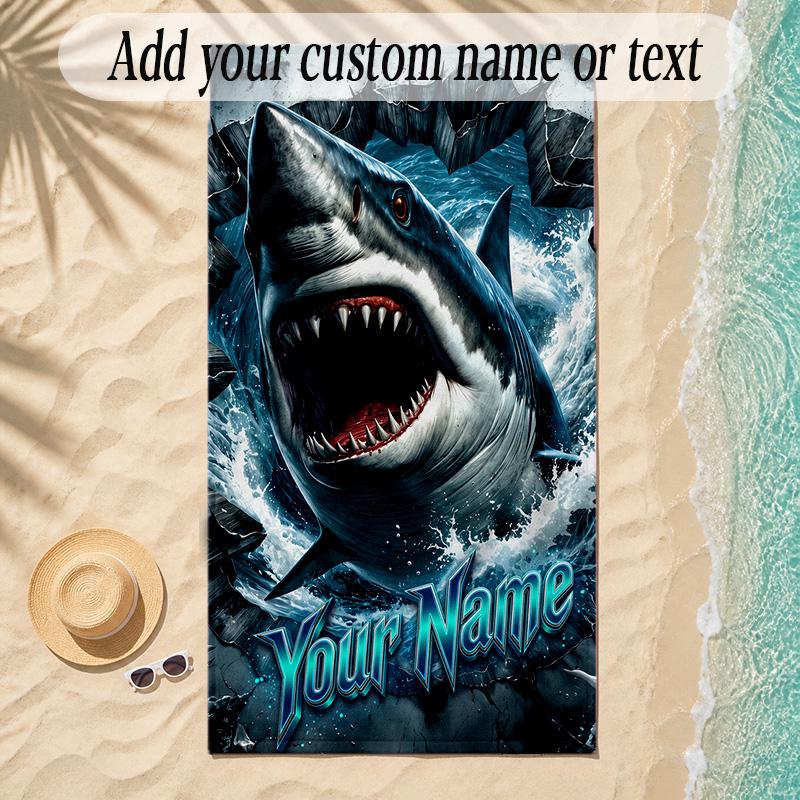 Mermaid Theme Soft Beach Towel Personalized Custom Name Text Towel Portable for Beach Pool Travel