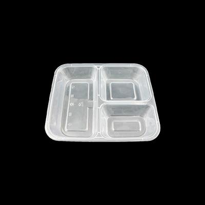 900ml 3-Compartment Rectangular Microwaveable Disposable Food Containers