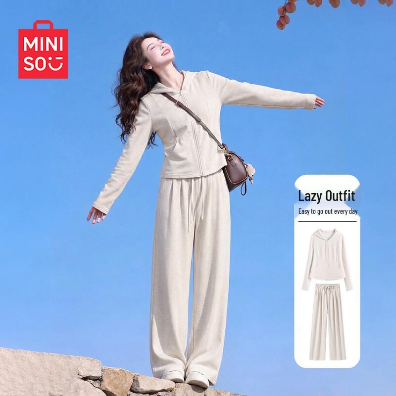 

Женский комплект MINISO: Худи из мохеровой вязки с капюшоном и прямые брюки XL
