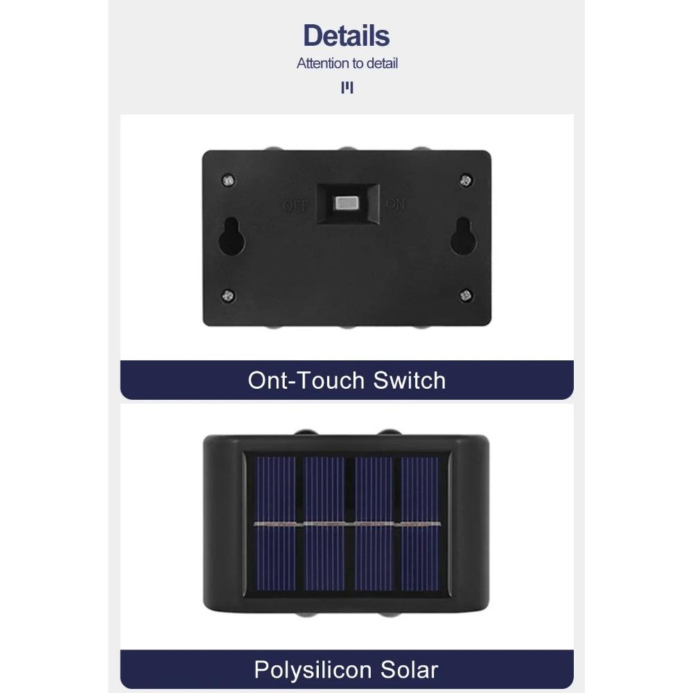Outdoor 6/8/10 LED Solar Garden Light Solar Wall Lamp Up And Down Luminous Waterproof Solar Powered Wall Washer Light Yard Street Decor