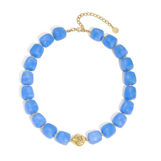 

Beaded Chunky Necklace Resin Square Beads Short Necklace Bohemian Fashion Chunky Choker for Women Holiday Beach Party Vacation A