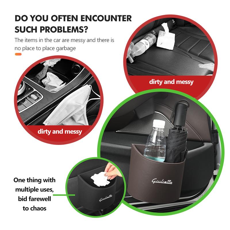 Car Stickers For Alfa Romeo Leather Car Logo Water Cup Organizer Holder Hanging Waterproof Trash Bin For Alfa Romeo Giulietta 94