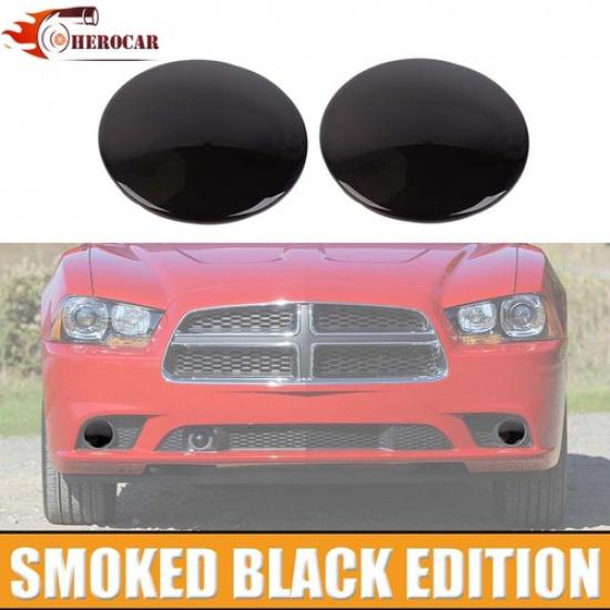 Smoked Black Front Fog Light Lamp Cover Trim Bezels For Dodge Charger 2011-2014