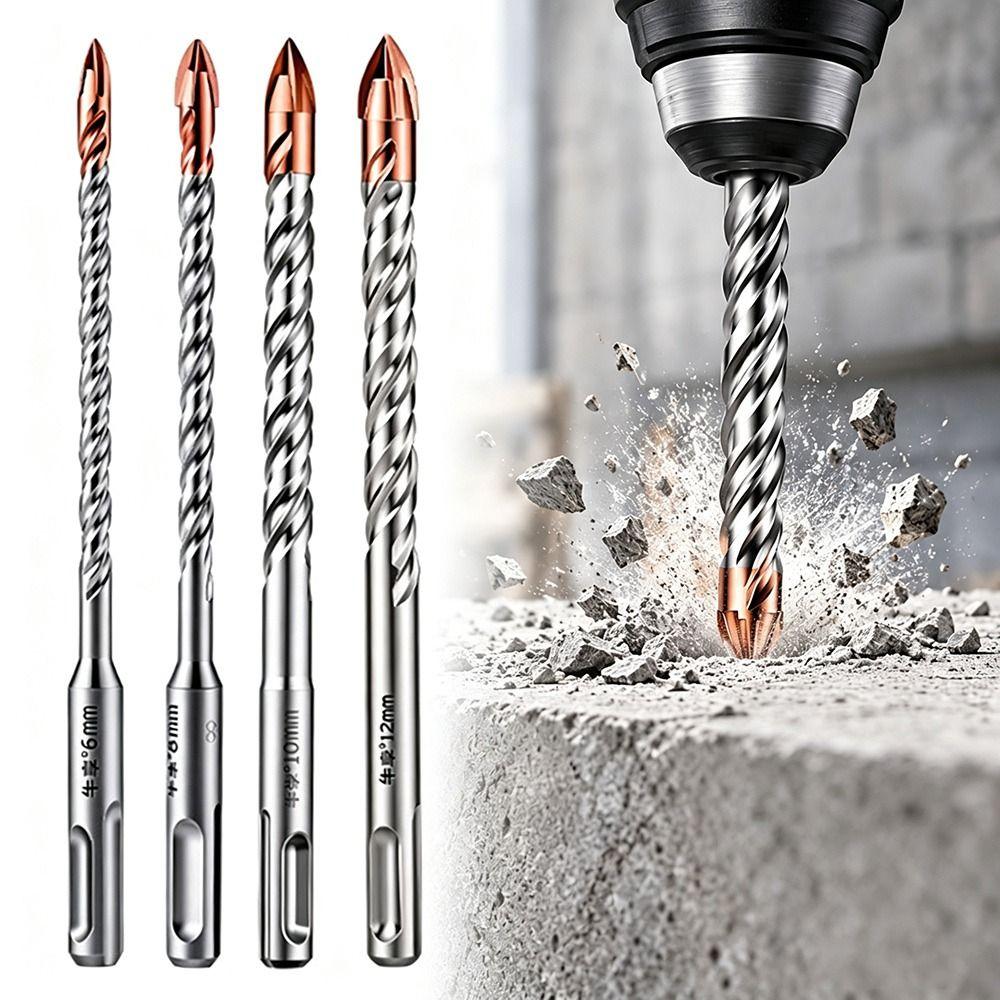 Extended Four-bladed Cross Impact Drill Bit Concrete Drill Bit Brick Wall Drilling