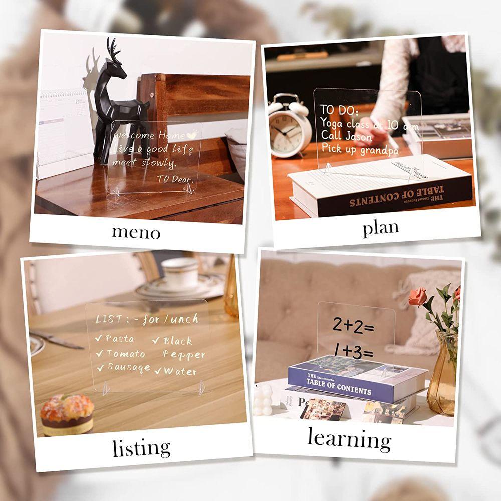 Office School Supplies Desktop Display Memo Acrylic Dry-Erase Board with Stand Message Board
